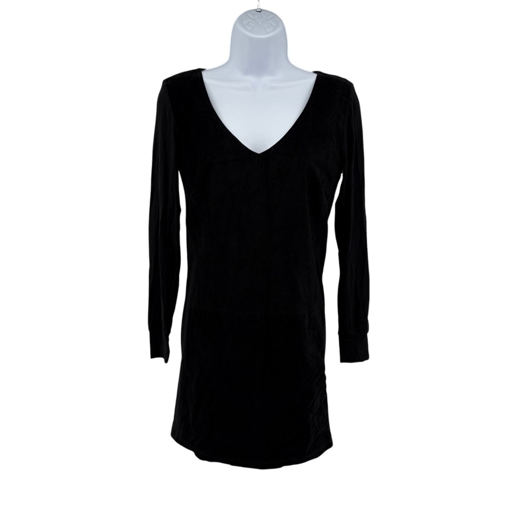 Single Los Angeles Suede Front Mixed Media Mini Dress XS Black NWT